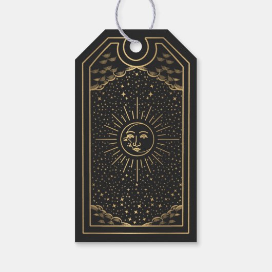 Gold Sun en Moon Tarot Wedding Bedankt Cadeaulabel (Achterkant)