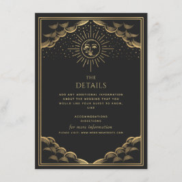 Gold Sun en Moon Tarot Wedding Details Informatiekaartje