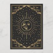 Gold Sun en Moon Tarot Wedding Details Informatiekaartje (Achterkant)