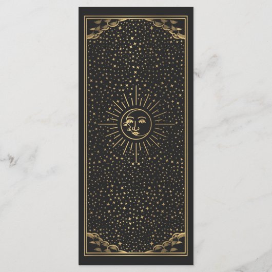 Gold Sun en Moon Tarot Wedding Flat Menu (Achterkant)