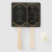 Gold Sun en Moon Tarot Wedding Handwaaier (Voorkant en achterkant)