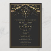 Gold Sun en Moon Tarot Wedding Programmakaart (Voorkant)