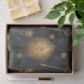 Gold Sun en Scepter Pattern op Black Decoupage Tissuepapier (Geschenk)