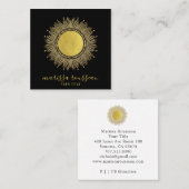 Gold Sun Faux Folie Mandala Black Jewelry Designer Vierkante Visitekaartje (Voorkant / Achterkant)
