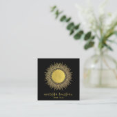 Gold Sun Faux Folie Mandala Black Jewelry Designer Vierkante Visitekaartje (Staand voorkant)