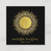 Gold Sun Faux Folie Mandala Black Jewelry Designer Vierkante Visitekaartje (Voorkant)