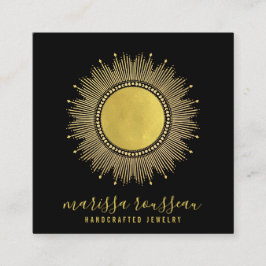Gold Sun Faux Folie Mandala Black Jewelry Designer Vierkante Visitekaartje