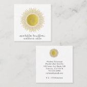 Gold Sun Faux Folie Mandala Jewelry Designer Squar Vierkante Visitekaartje (Voorkant / Achterkant)