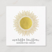 Gold Sun Faux Folie Mandala Jewelry Designer Squar Vierkante Visitekaartje (Voorkant)