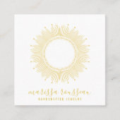 Gold Sun Faux Folie Mandala Jewelry Designer Vierkante Visitekaartje (Voorkant)