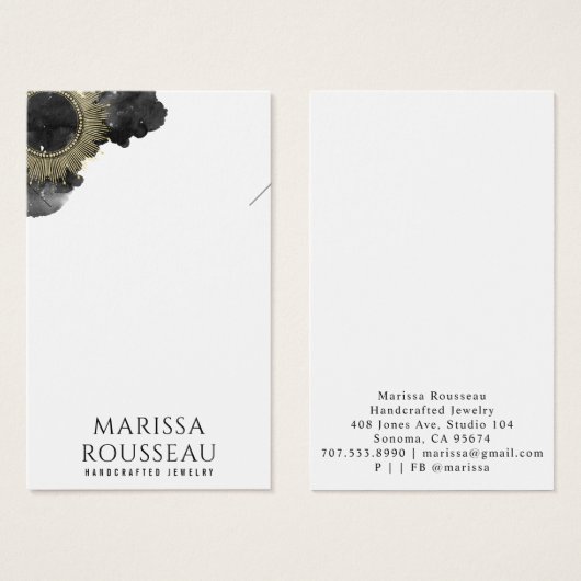 Gold Sun Faux Folie Mandala Ketting Visitekaartje (Voorkant /achterkant)