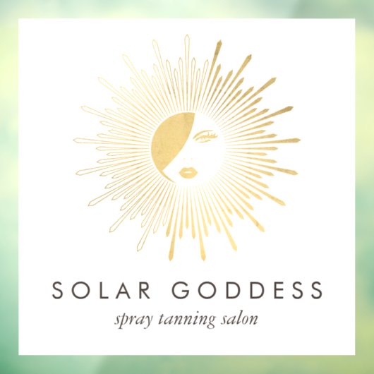 Gold Sun Goddess Girl Logo Spray Tanning Salon Raamsticker (Vel 3)