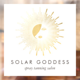 Gold Sun Goddess Girl Logo Spray Tanning Salon Raamsticker