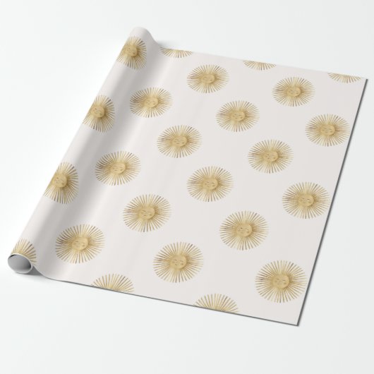 Gold Sun Happy Sunshine Cadeaupapier (Uitgerold)