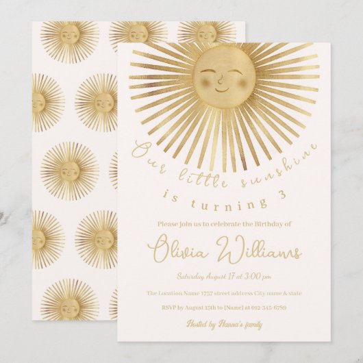 Gold Sun Happy Sunshine Kaart (Voorkant / Achterkant)