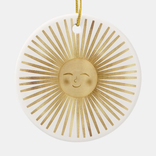 Gold Sun Happy Sunshine Keramisch Ornament (Voorkant)
