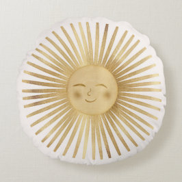 Gold Sun Happy Sunshine Rond Kussen