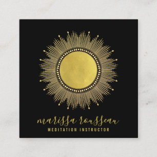 Gold Sun Mandala Black Meditation Instructor Vierkante Visitekaartje