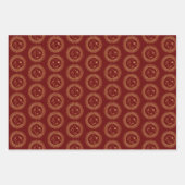 Gold Sun & Moon Faces Celestial Pattern Trio Inpakpapier Vel (Voorkant 3)