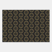 Gold Sun & Moon Faces Celestial Pattern Trio Inpakpapier Vel (Voorkant 2)