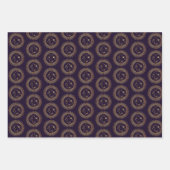 Gold Sun & Moon Faces Celestial Pattern Trio Inpakpapier Vel (Voorkant)