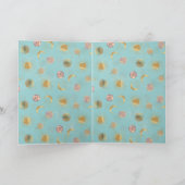 Gold Sun Moon Planets Space Blue-illustratie Feestdagen Kaart (Binnen)