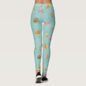Gold Sun Moon Planets Space Blue-illustratie Leggings (Achterkant)