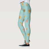 Gold Sun Moon Planets Space Blue-illustratie Leggings (Links)