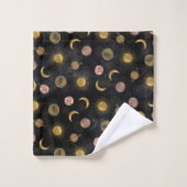 Gold Sun Moon Planets Space-illustratie Bad Handdoek (Wasdoekje)