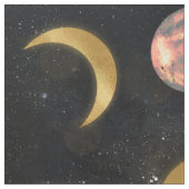 Gold Sun Moon Planets Space-illustratie Stof (Close Up)