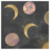 Gold Sun Moon Planets Space-illustratie Stof (Swatch)