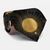 Gold Sun Moon Planets Space-illustratie Stropdas (Opgerold)