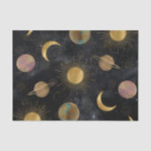 Gold Sun Moon Planets Space-illustratie Tissuepapier (Voorkant)