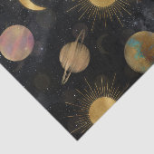 Gold Sun Moon Planets Space-illustratie Tissuepapier (Detail)