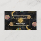 Gold Sun Moon Planets Space-illustratie Visitekaartje (Voorkant)