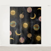 Gold Sun Moon Planets Space-illustratie Wandkleed (Voorkant)