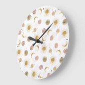 Gold Sun Moon Planets Space White - afbeelding Grote Klok (Hoek)
