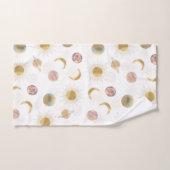 Gold Sun Moon Planets Space White illustratie Bad Handdoek (Handdoek)