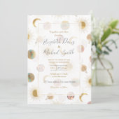 Gold Sun Moon Planets Space White illustratie Kaart (Staand voorkant)