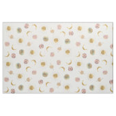 Gold Sun Moon Planets Space White illustratie Stof (Fat Quarter)