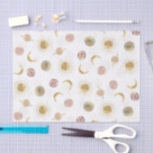 Gold Sun Moon Planets Space White illustratie Tissuepapier (Craft)