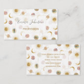 Gold Sun Moon Planets Space White illustratie Visitekaartje (Voorkant / Achterkant)