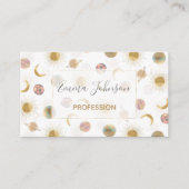 Gold Sun Moon Planets Space White illustratie Visitekaartje (Voorkant)