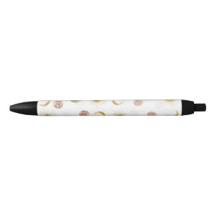 Gold Sun Moon Planets Space White illustratie Zwarte Inkt Pen