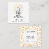 Gold sun Rays Lotus Pose Yoga Instructor Vierkante Visitekaartje (Voorkant / Achterkant)