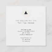 ** Gold Sun Rays Man Meditatie Yoga Pose Vierkante Visitekaartje (Achterkant)