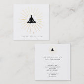 ** Gold Sun Rays Man Meditatie Yoga Pose Vierkante Visitekaartje (Voorkant / Achterkant)