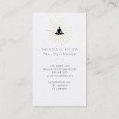 ** Gold Sun Rays Meditatie Man Yoga Pose Visitekaartje (Achterkant)