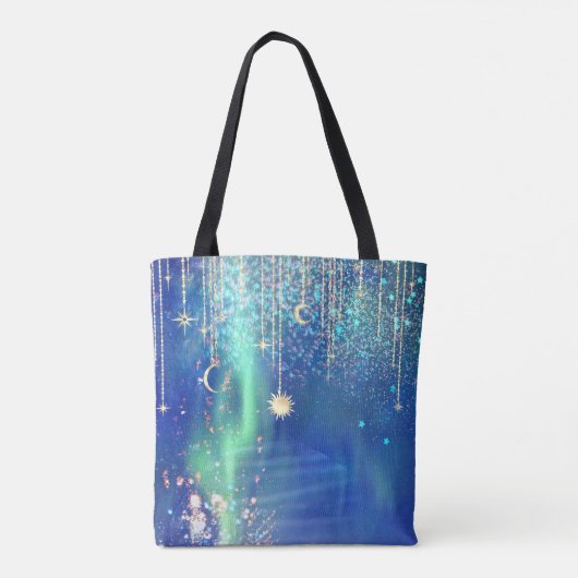 *~* Gold Sun Stars Sparkle Moon Celestiverse Unive Tote Bag (Achterkant)