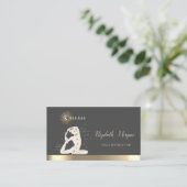Gold Sun Vrouwen Silhouet Yoga Instructeur Visitekaartje (Staand voorkant)